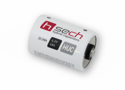 Hybrid capacitors cell with SECH logo and technical specifications: 22.2Wh, 4.2V, 6Ah