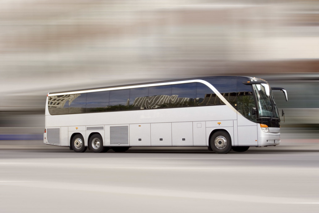 Tour bus with added motion blur